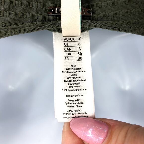 SEA LEVEL SWIM Spinnaker U Bar Bandeau One Piece Swimsuit Size 6 Khaki Green NWT - Picture 9 of 12